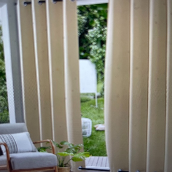 RYB HOME Beige Windproof Outdoor Curtains with Grommets at Both Top and Bottom - Picture 1 of 7